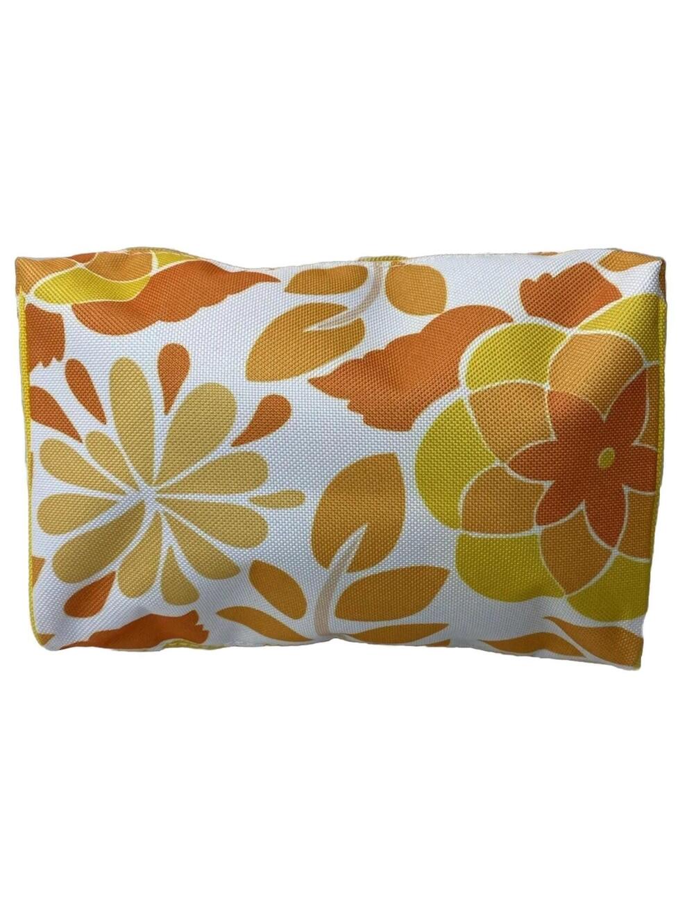 Clinique Makeup Bag Orange Yellow Floral Cosmetic Pouch Brand New